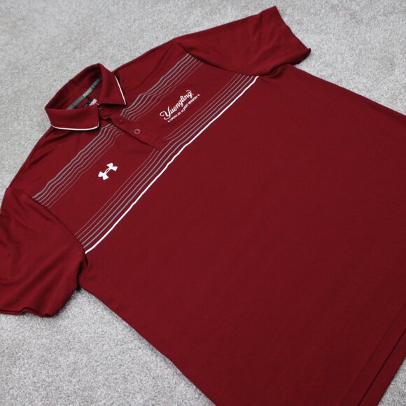 Under Armour Polo Shirt Mens XL Red UA Yuengling Logo Heatgear Loose Fit S/S - Picture 7 of 14